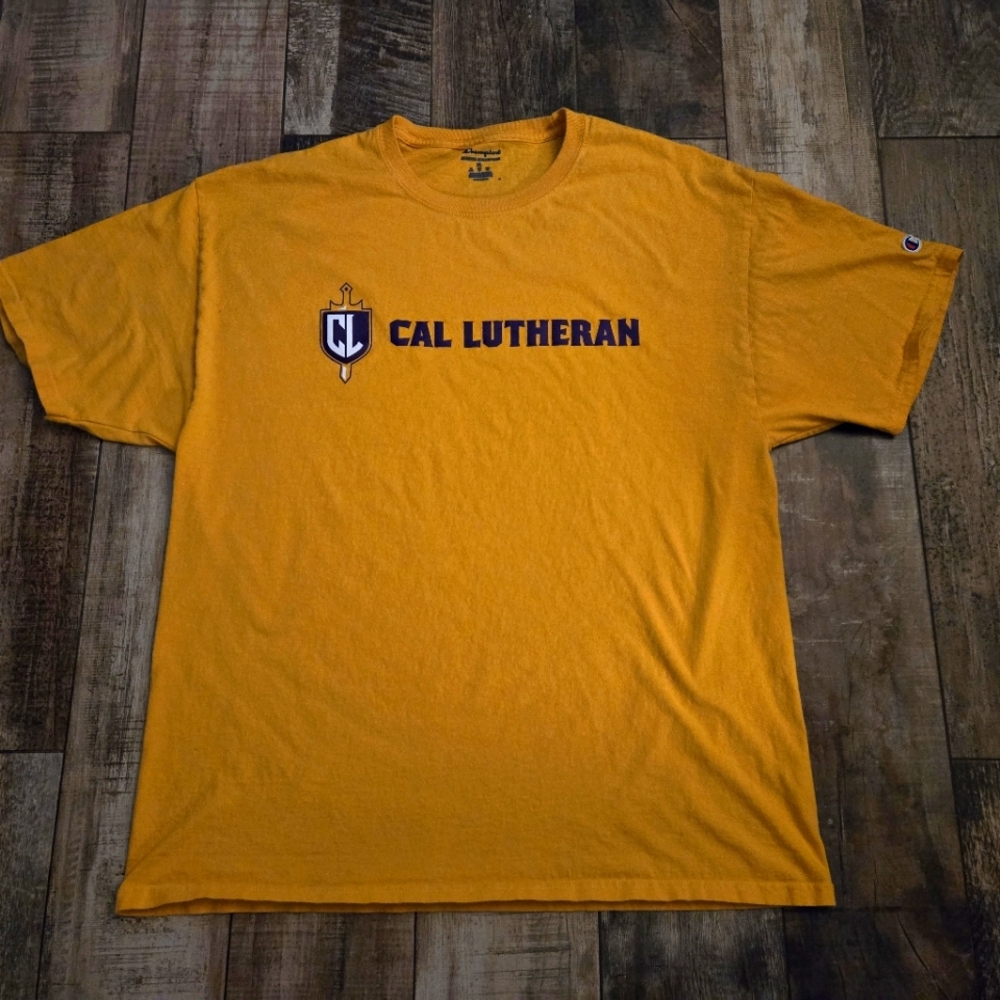 Cal Lutheran Tee Shirt XL Yellow And Purple Champion Vintage